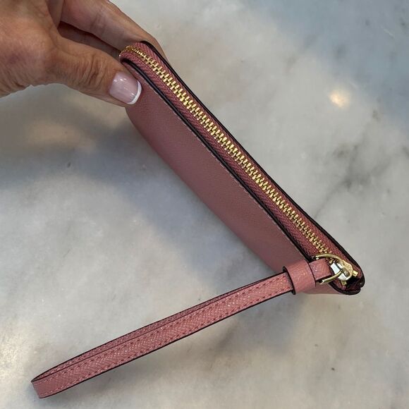 Coach Saffiano Leather Pouch Wristlet - Picture 9 of 13